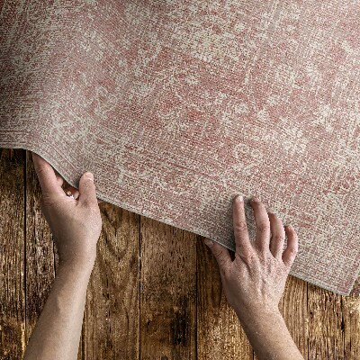 Covor interior din vinil Model floral vintage frecat roz pudră