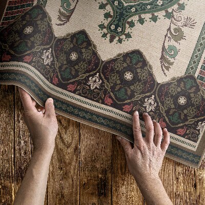 Covor de vinil Verde geometric colorat