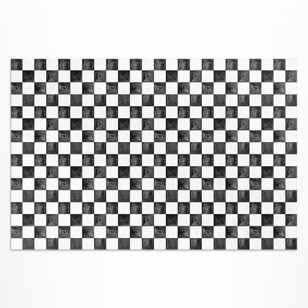 Covor interior din vinil Chequerboard monocrom din piatră