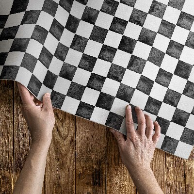 Covor interior din vinil Chequerboard monocrom din piatră
