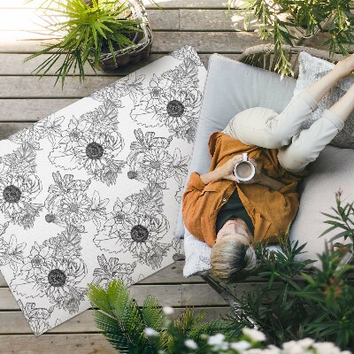 Covor interior din vinil Floarea-soarelui desenată frumoase flori de epocă