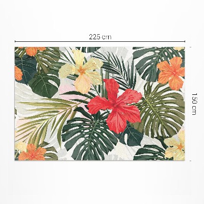 Covor interior din vinil Frunze și flori de monstera tropicală