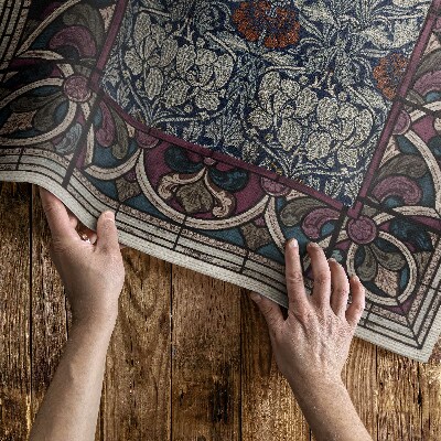 Covor de vinil acasă Vitraliu roșu gotic