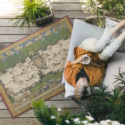 Covor de vinil Tapiserie Krishna cu vaci