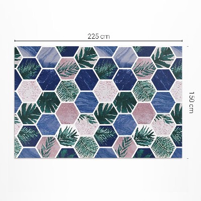 Covor de vinil acasă Plăci hexagonale motiv de plante și piatră