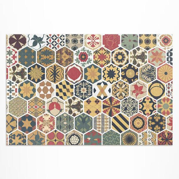 Covor de vinil acasă Mozaic de epocă cu motive hexagonale