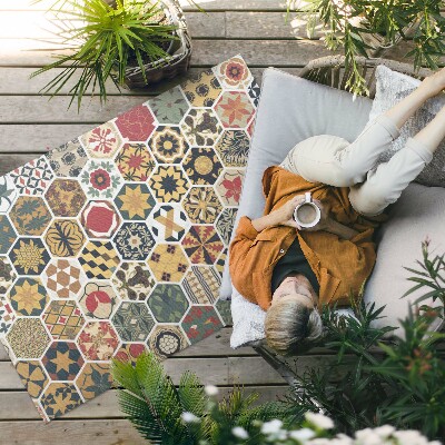Covor de vinil acasă Mozaic de epocă cu motive hexagonale