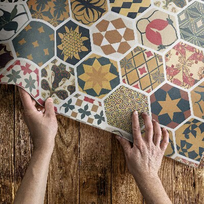 Covor de vinil acasă Mozaic de epocă cu motive hexagonale
