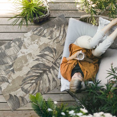 Covor de vinil acasă Boho frunze de plante cu textură în stil brut