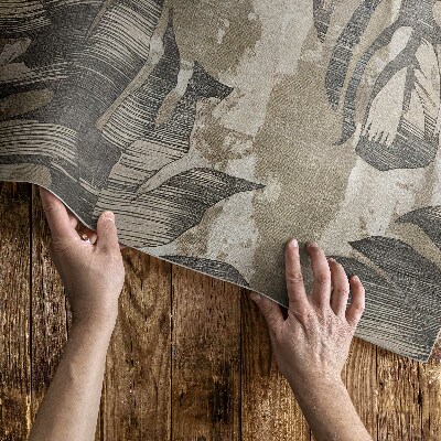Covor de vinil acasă Boho frunze de plante cu textură în stil brut