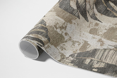 Covor de vinil acasă Boho frunze de plante cu textură în stil brut