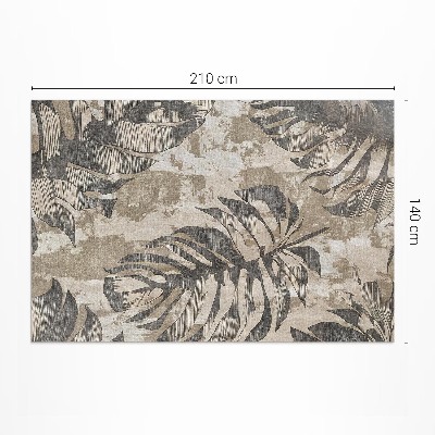 Covor de vinil acasă Boho frunze de plante cu textură în stil brut