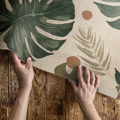 Covor de vinil acasă Boho Monstera frunze fundal tesatura