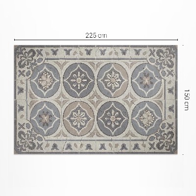 Covor de vinil acasă Flori pe plăci ceramice retro
