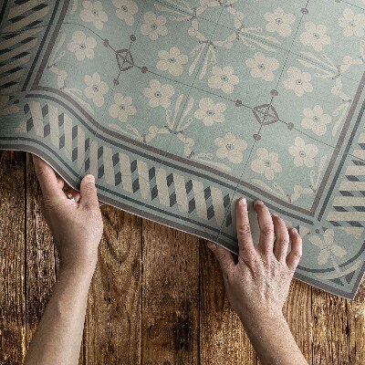 Covor interior din vinil Mozaicuri în stil vintage cu flori