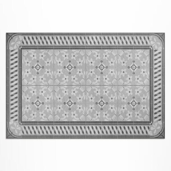 Covor de vinil acasă Ornament retro cu flori pe dale