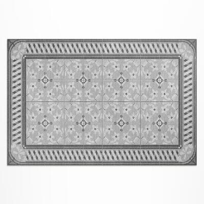 Covor de vinil acasă Ornament retro cu flori pe dale