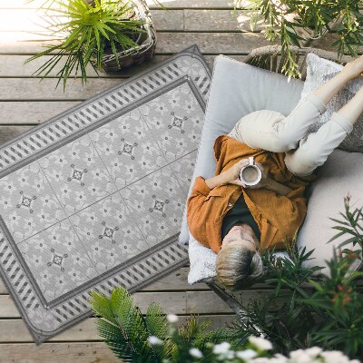 Covor de vinil acasă Ornament retro cu flori pe dale