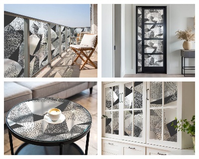 Figuri geometrice Folie geam intimitate model vitraliu