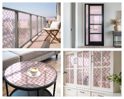 Zigzaguri roz Folie geam intimitate model vitraliu