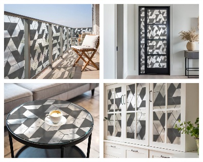 Iluzii geometrice Folie geam intimitate model vitraliu