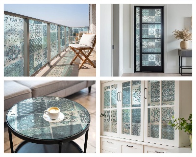 Plăci boho Folie geam intimitate model vitraliu