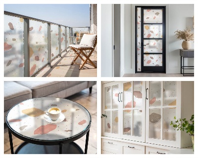 Terrazzo abstract Folie decorativă geam vitraliu