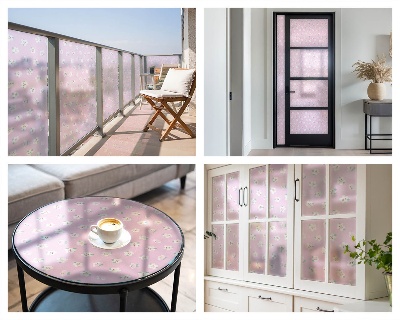 Model floral Folie opacă geam cu model vitraliu