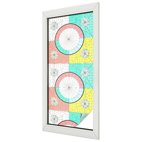 Cercuri geometrice Folie opacă geam cu model vitraliu
