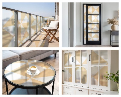 Triunghiuri geometrice Folie geam intimitate model vitraliu