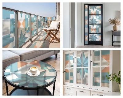 Stele albastre Folie geam intimitate model vitraliu