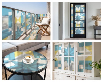 Stele albastre Folie opacă geam cu model vitraliu