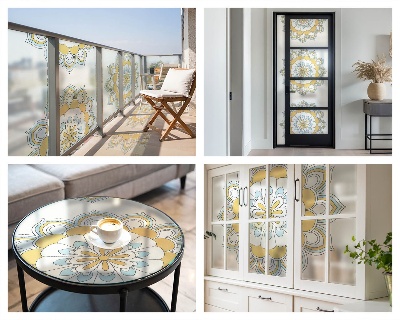 Mandale colorate Folie decorativă geam vitraliu