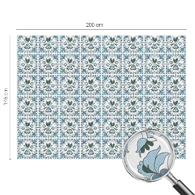 Flori albastre Folie geam intimitate model vitraliu