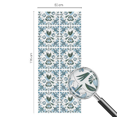 Flori albastre Folie geam intimitate model vitraliu