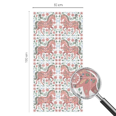 Cai colorați Folie opacă geam cu model vitraliu