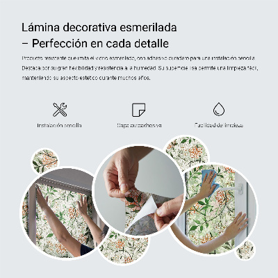 Ornament floral Folie opacă geam cu model vitraliu