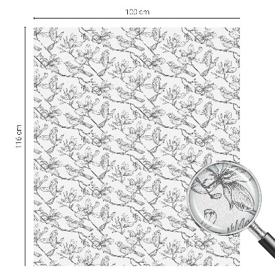 Păsări și flori Folie opacă geam cu model vitraliu