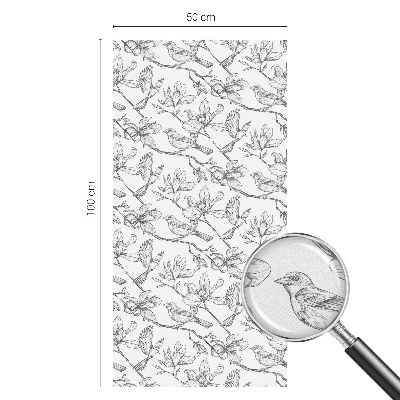 Păsări și flori Folie opacă geam cu model vitraliu