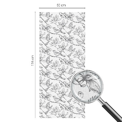 Păsări și flori Folie opacă geam cu model vitraliu