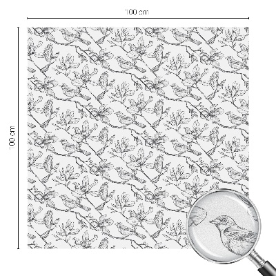 Păsări și flori Folie opacă geam cu model vitraliu