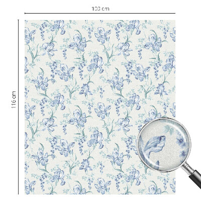 Flori albastre Folie decorativă geam vitraliu