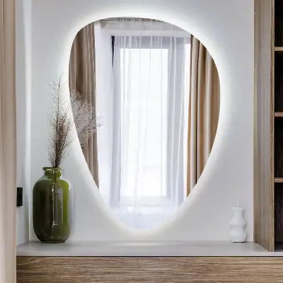 Oglindă de perete ovoidă cu iluminare LED