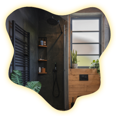 Oglindă cu lumină LED în formă de pată