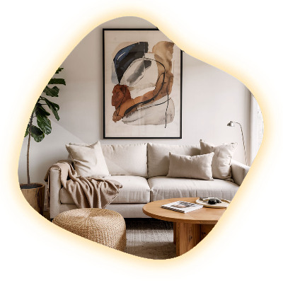 Oglinda forma neregulata led unică