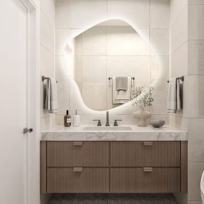 Oglinda forma neregulata led unică