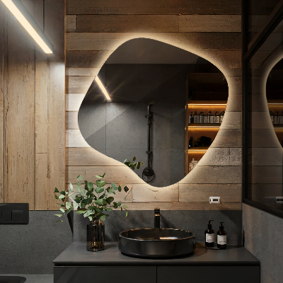 Oglinda forma neregulata led unică