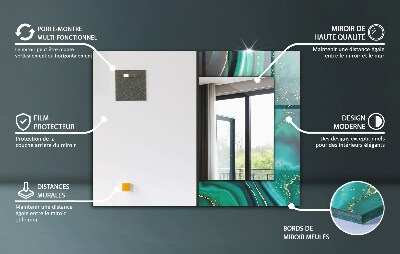 Oglindă cu ramă imprimată Model geometric verde