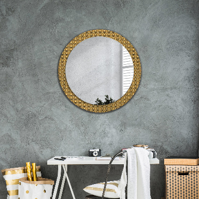 Oglinda rotunda rama cu imprimeu Deco vintage