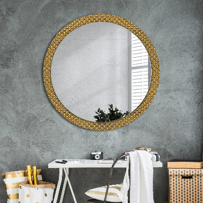 Oglinda rotunda rama cu imprimeu Deco vintage